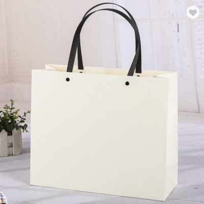 Pantone Colored Kraft Paper Bag Packaging With Synthetic Handles