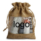 Logo Customized Burlap Favor Bags Drawstring Christmas Bag With Clear Window